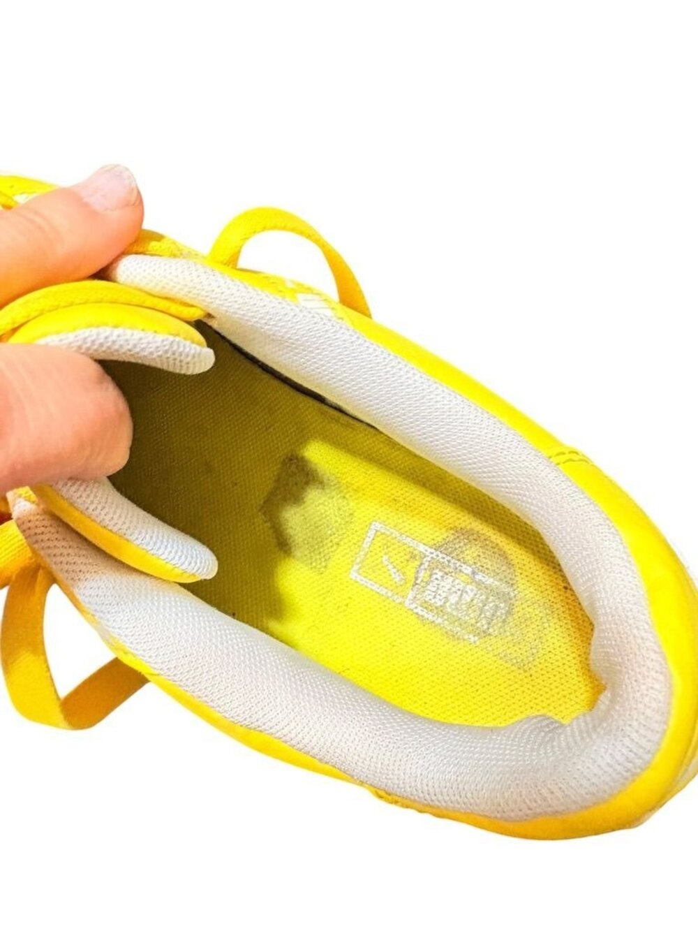 Puma Cali Taping Sneakers 38.5 fits a women 7.5 or kids 6.5 Yellow White - Picture 9 of 9